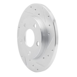 Buick ALLURE Brake Rotor (1) - Rear Right - R1 Concepts - Drilled & Slotted - Silver - `04-`16